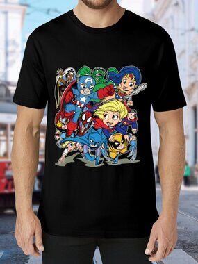 Black Short-Sleeve Graphic Tee - Superhero Kids Design